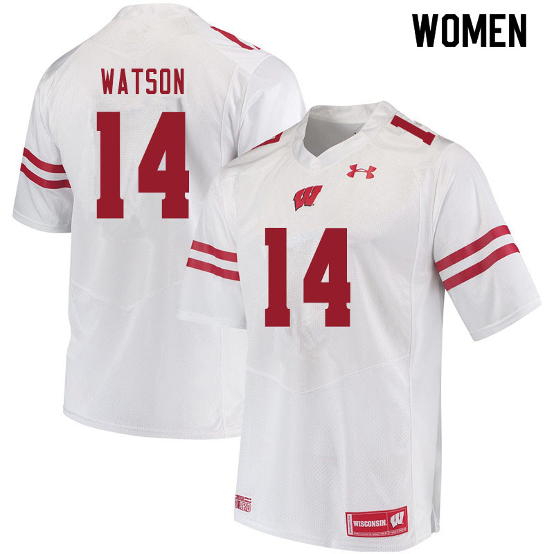 Women #14 Nakia Watson Wisconsin Badgers College Football Jerseys Sale-White